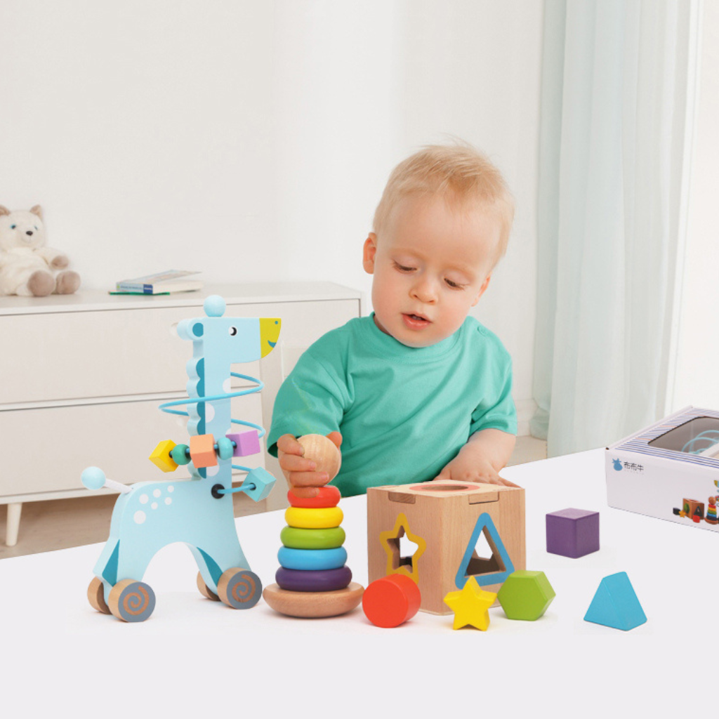 3-in-1 wooden Montessori toy set