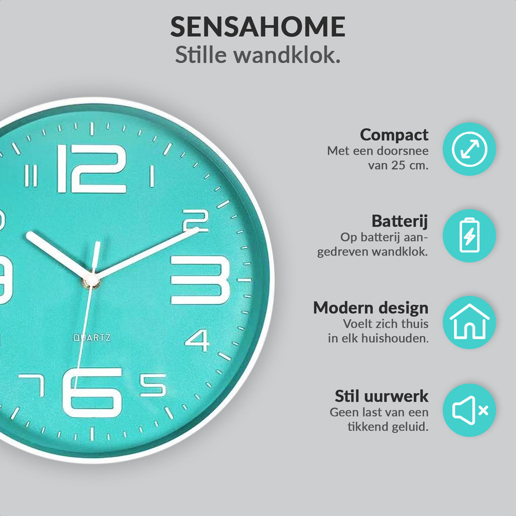 Wall clock Calmo in cyan Ø 25 cm