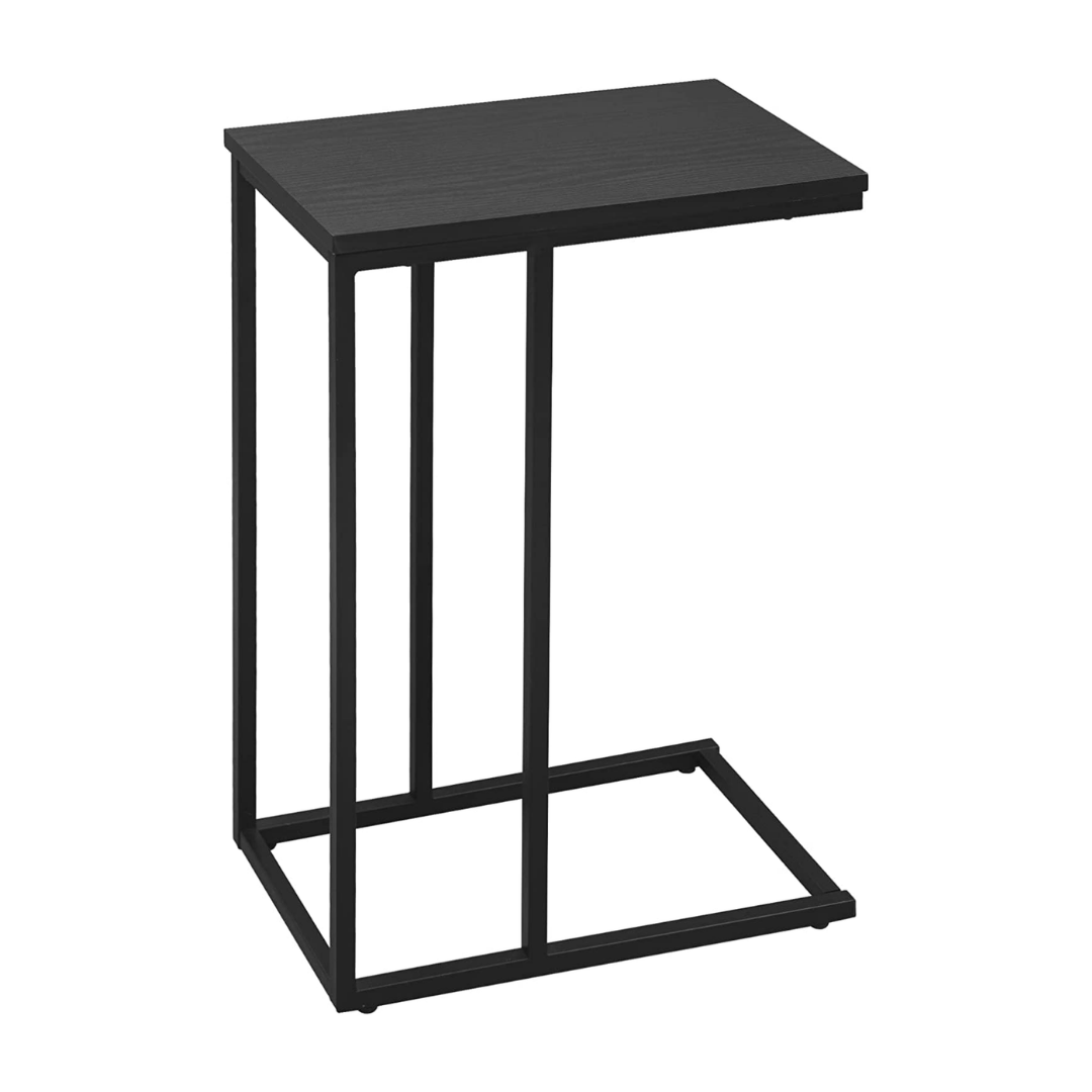 SensaHome - Luxusní odkládací stolek nad pohovku - Obdélníkový - Stolek na notebook - Odkládací stolek - Posuvník - Průmyslový - Nerezová ocel - Dřevo - Černá - 45x25x63,5