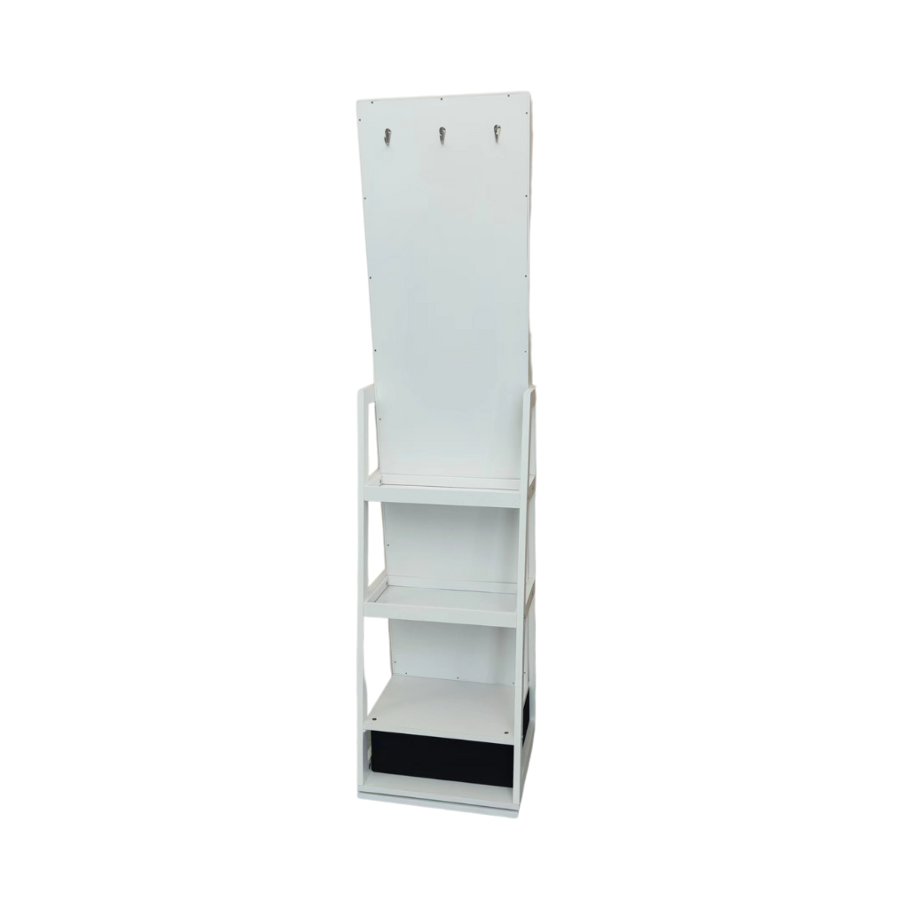 White jewelry cabinet with mirror and LED lighting