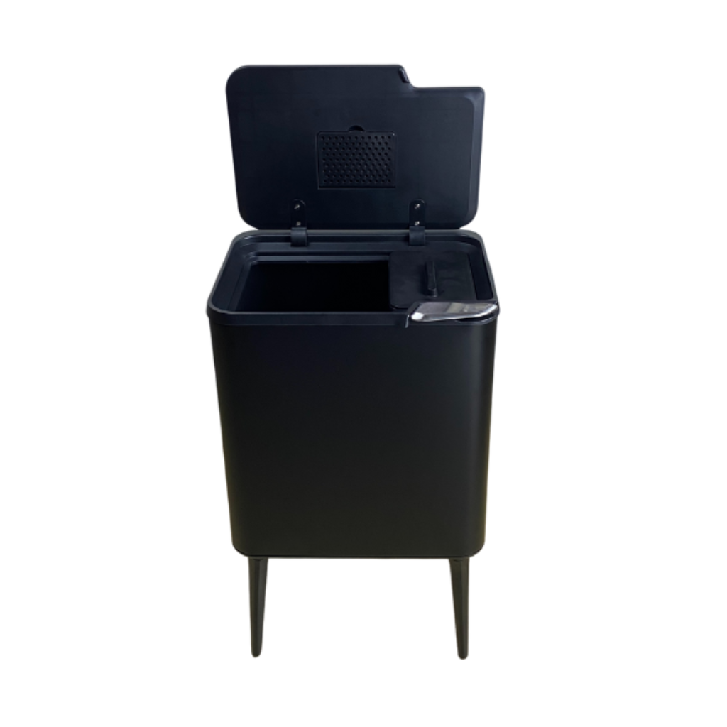 Buxibo affaldsbeholder på ben - Affaldsseparering 33L + 3L - Affaldsspand - Mat sort