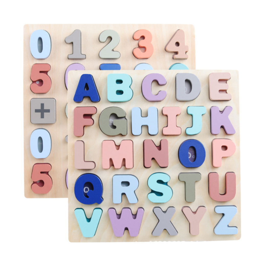 Alphabet-/Zahlenpuzzle aus Holz