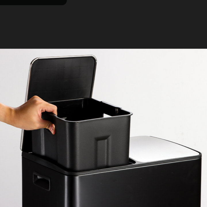 Cubo de basura con separación de residuos de 60 litros - Cubo de basura - Cubo de basura - Cubo de basura - Incluye 2 x 15 bolsas de basura