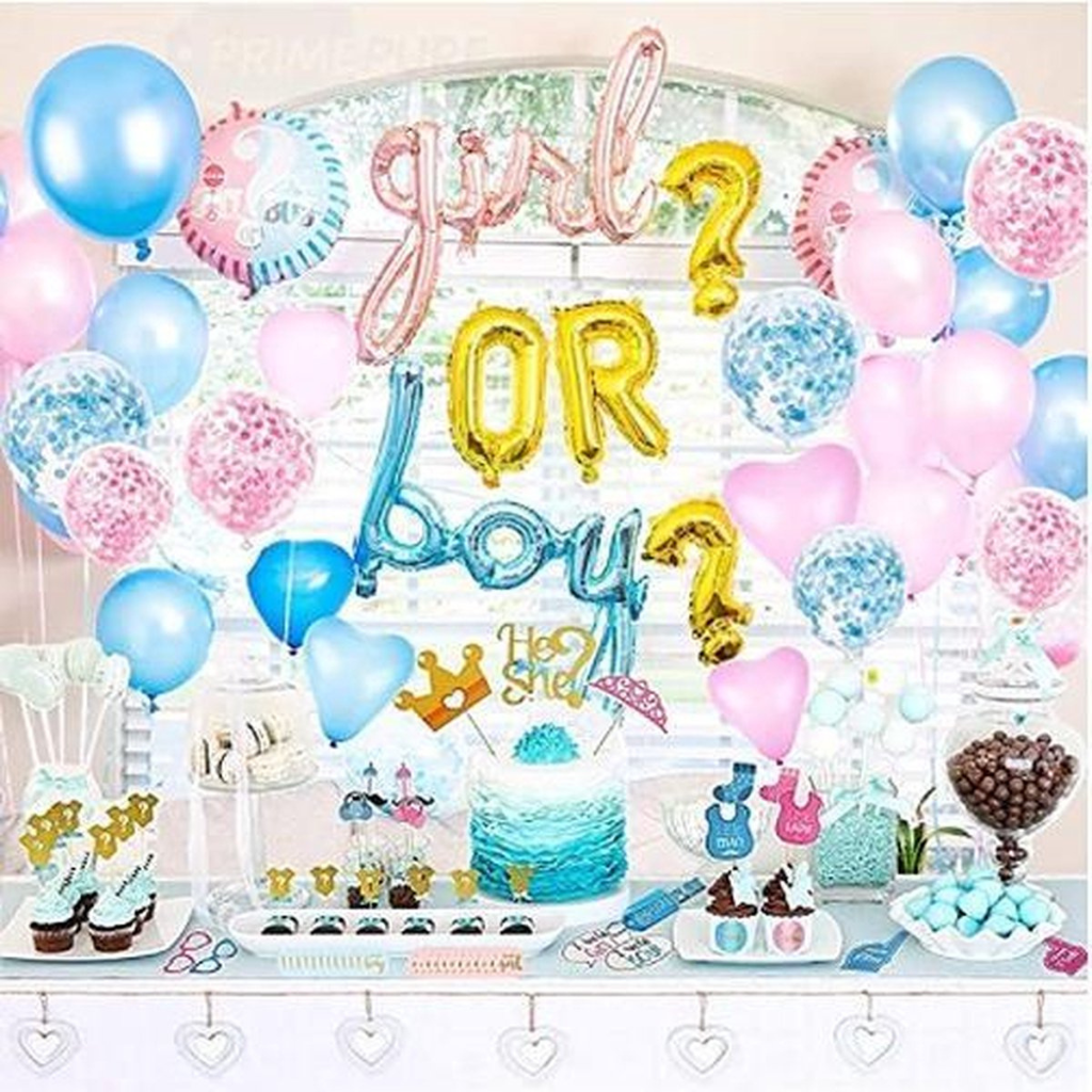 Gender reveal party set with setup guide