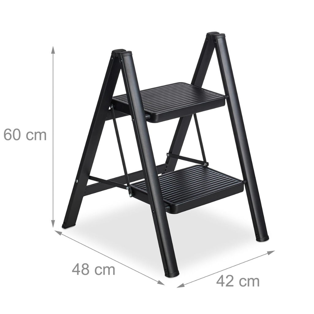 Opvouwbare keukentrapje 2 staps met anti-slip