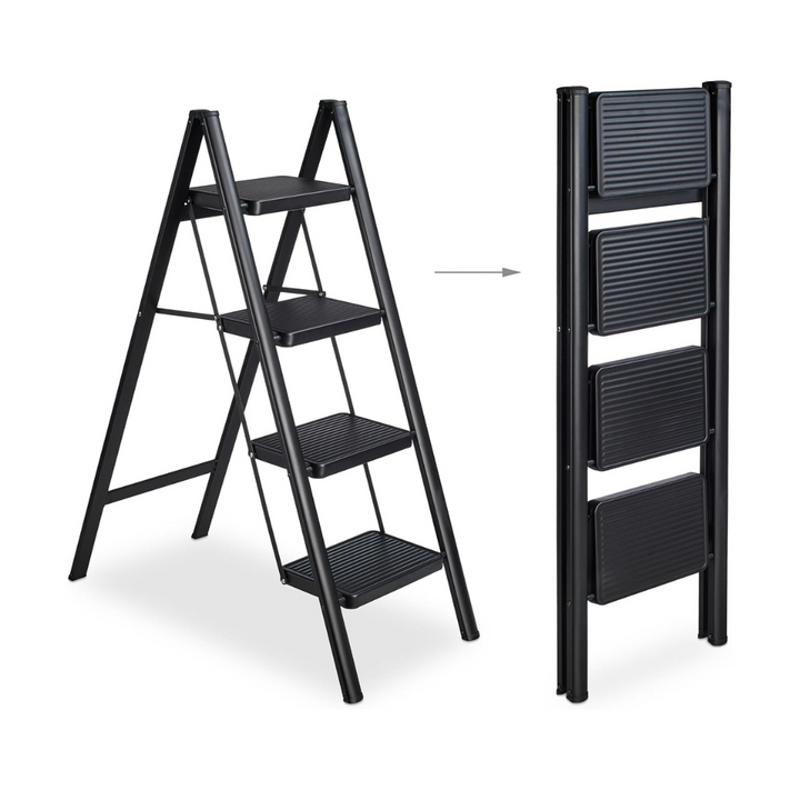 Foldable kitchen step ladder 4 steps with anti-slip