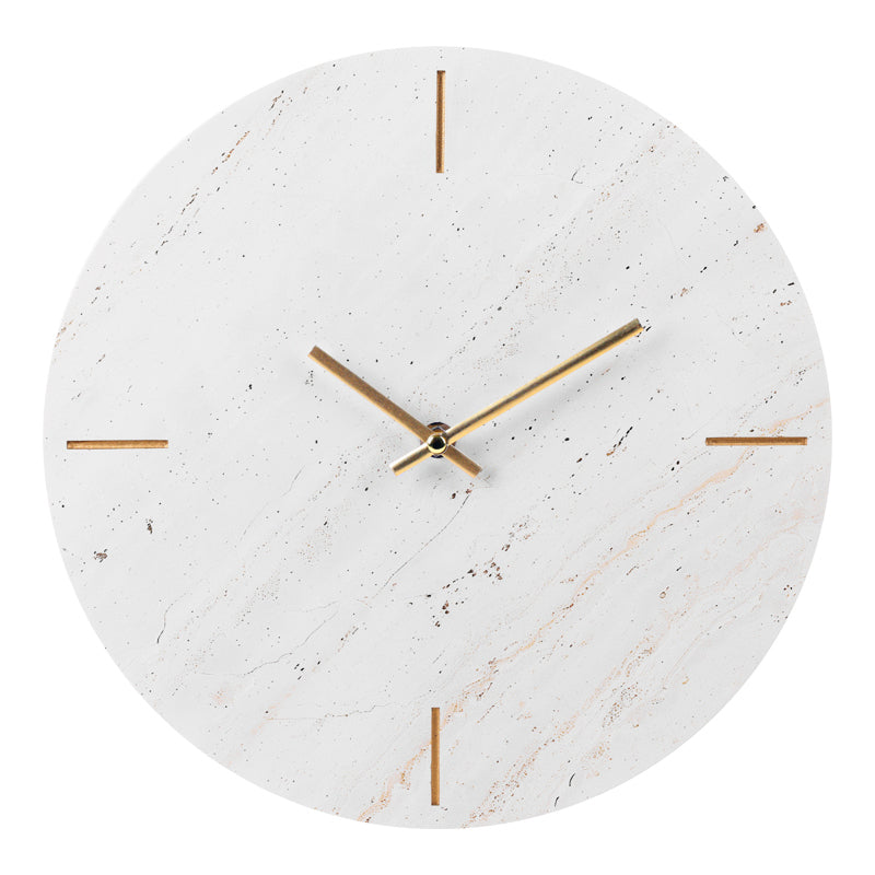 Reloj de pared Nairobi Luxury Japandi Modern Marble Look 30 cm - Blanco