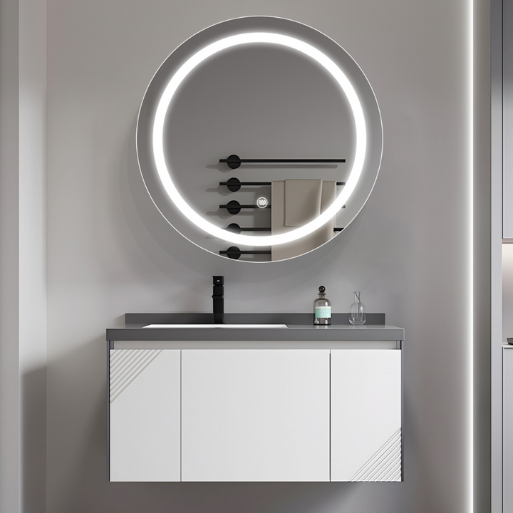 Round mirror cabinet with LED lighting - 60x60cm