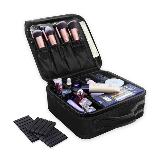 Makeup case with adjustable compartments