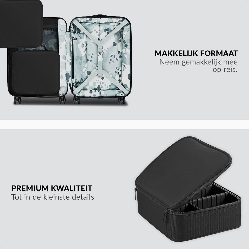 Makeup case with adjustable compartments