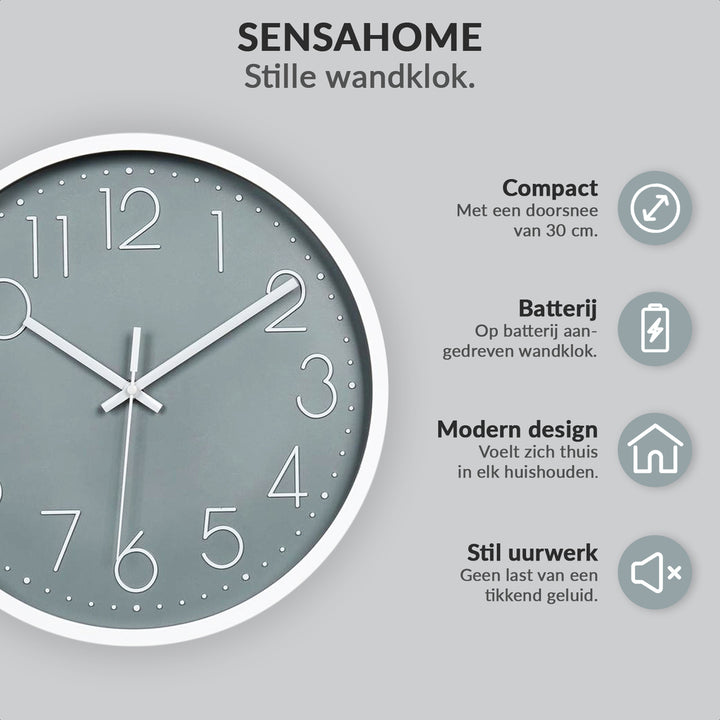 Wanduhr – minimalistisches Design – geräuschloses Uhrwerk – Durchmesser 30 cm – TM20050-4