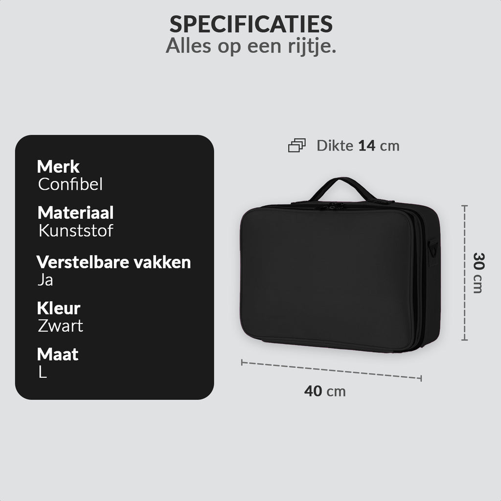 Large makeup case with adjustable compartments
