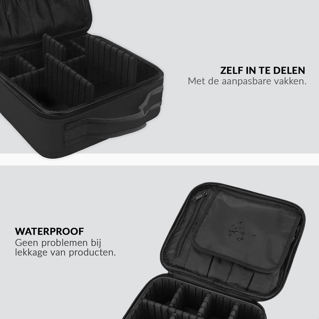 Makeup case with adjustable compartments