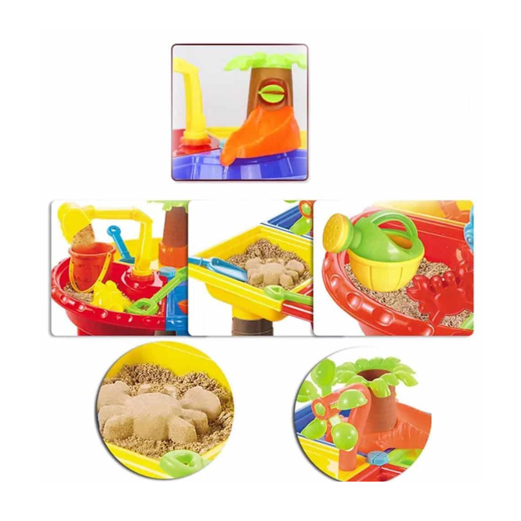 Water and sand table with 16 piece play set