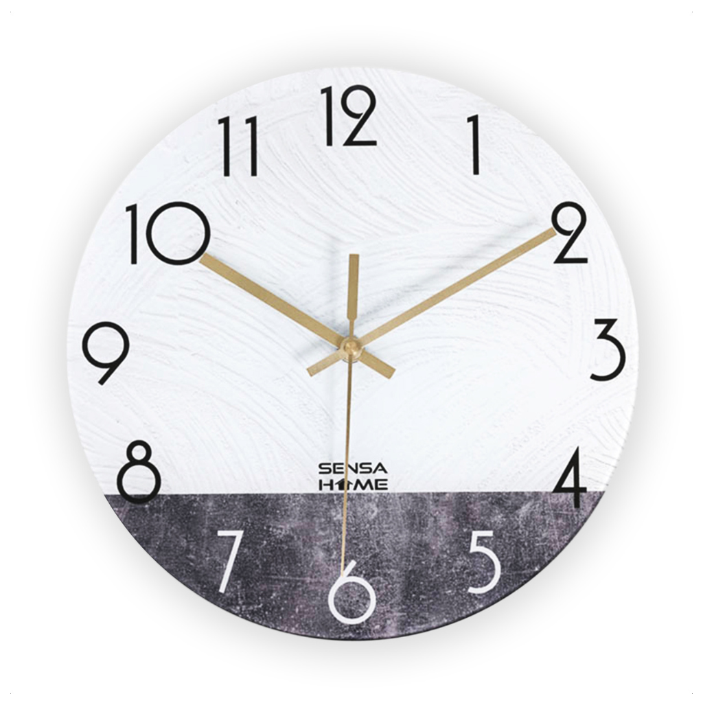 Skleněné nástěnné hodiny 30cm - Mramorové provedení - Silent Clockwork