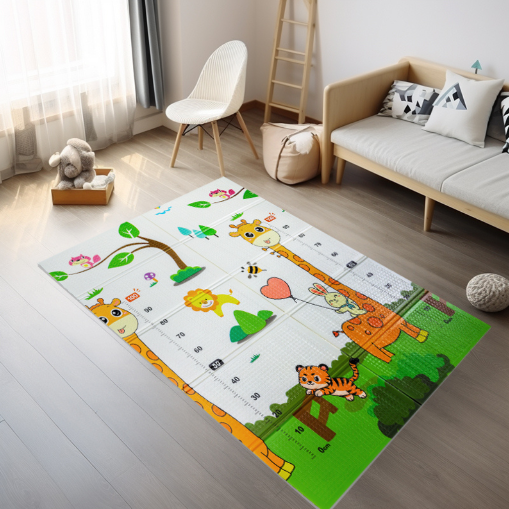 Oboustranná pěnová hrací podložka pro děti (žirafa)