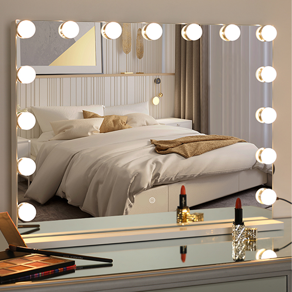 Hollywood Make-up Mirror with 15 LED Lamps 80x60 cm - White