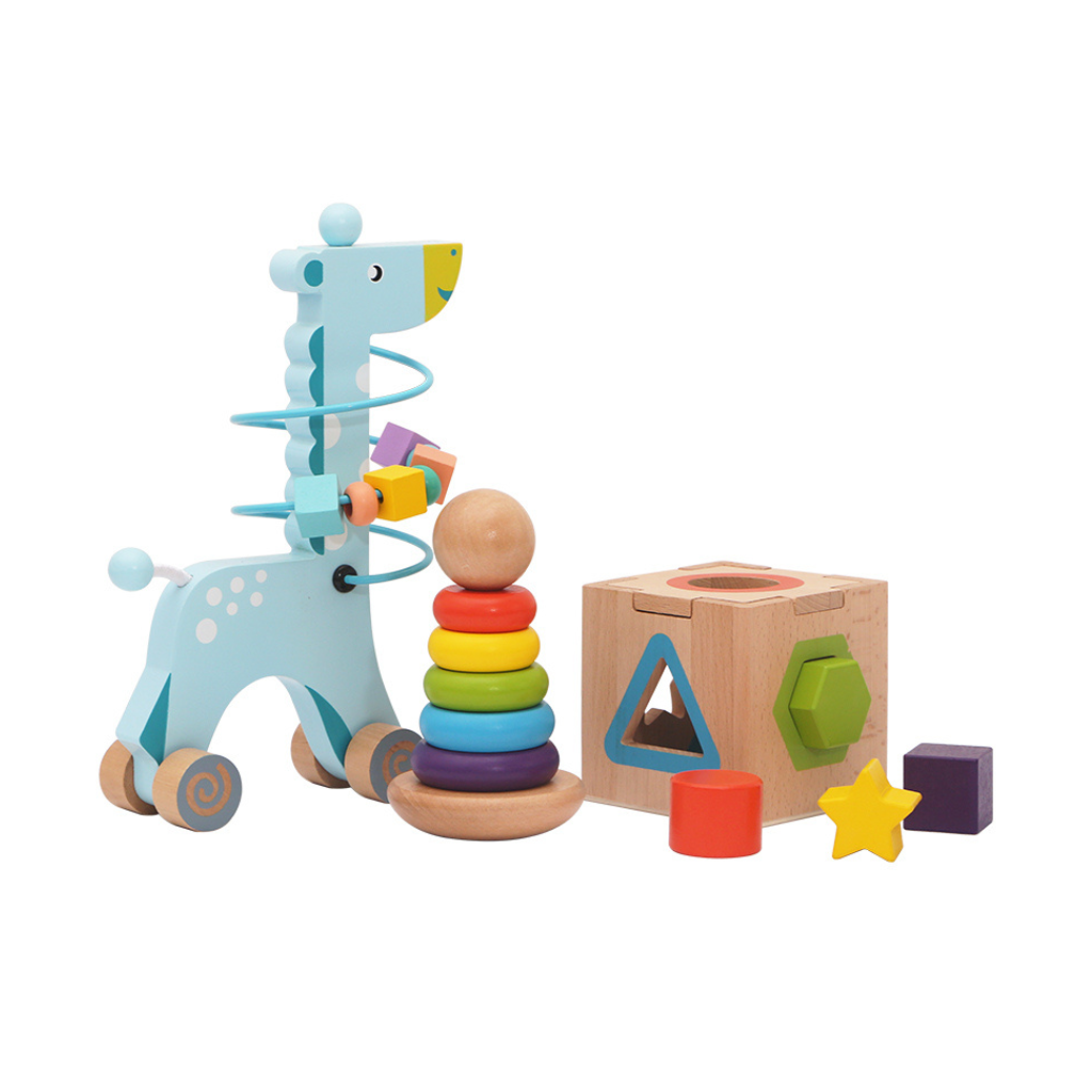3-in-1-Montessori-Spielzeugset aus Holz für Babys und Kleinkinder