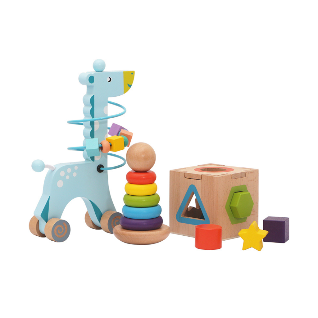 3-in-1 wooden Montessori toy set