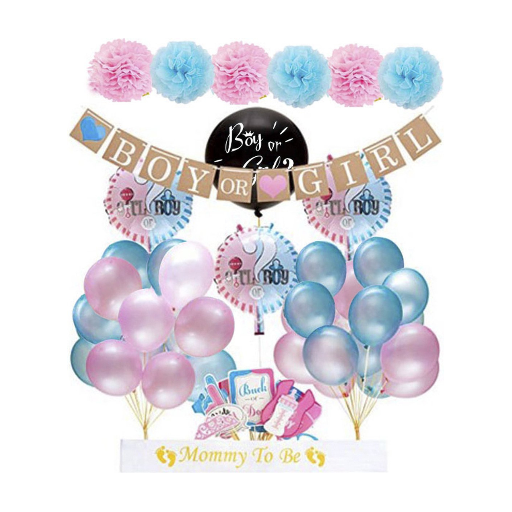 Gender reveal party set with setup guide