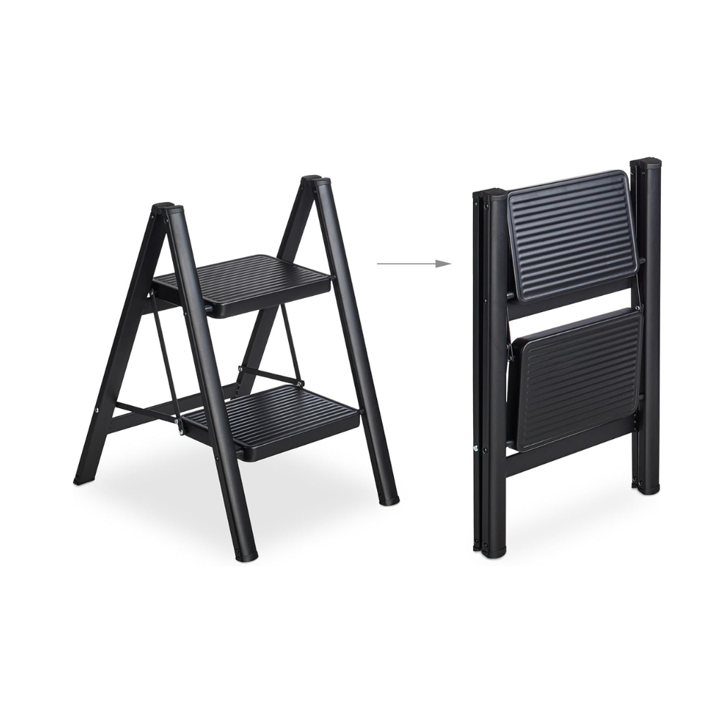 Foldable kitchen step ladder 2 steps with anti-slip