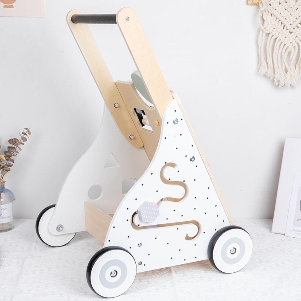 Wooden Montessori walker with activities