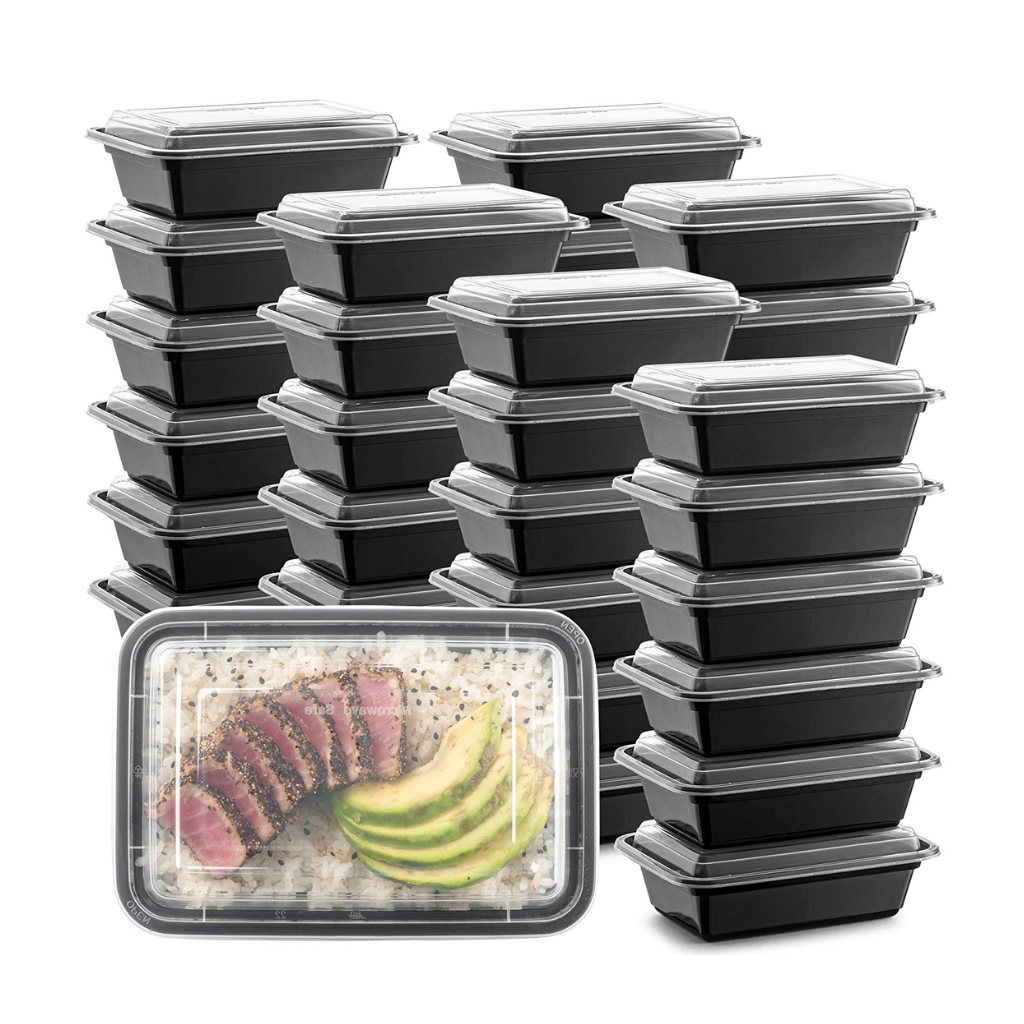 50 Meal-Prep-Behälter – Gefrier- und Frischhaltebehälter – mikrowellen- und spülmaschinenfest – Schwarz