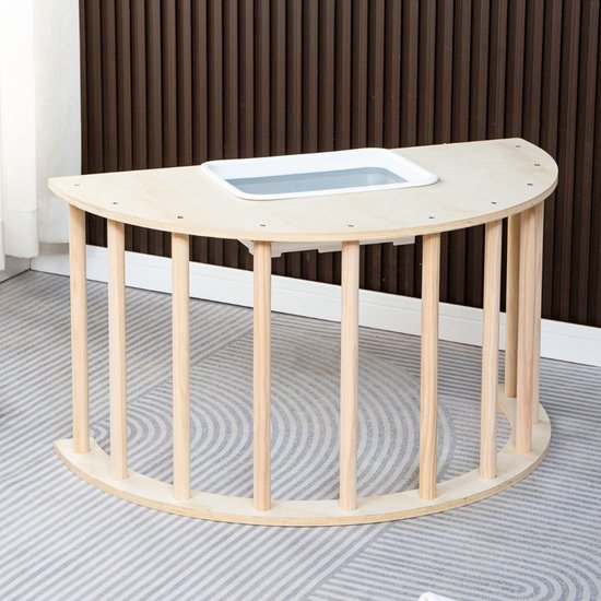 Buxibo Pont d'escalade/Arche d'escalade en Bois avec Bac de Rangement - Arche de Jeu avec Poubelle - Table Multifonctionnelle en Bois pour Enfants - 90x50x50cm