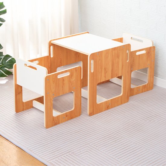 Mesa infantil montessori con 2 sillas