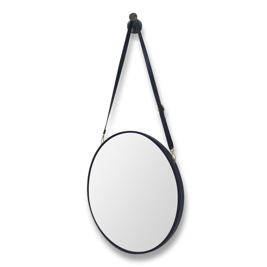 SensaHome - Miroir mural au design minimaliste moderne - Miroir de chevet, de bain et de chambre - Métal - Miroir de maquillage - Avec bande décorative - Noir - 50 x 50 x 3 CM