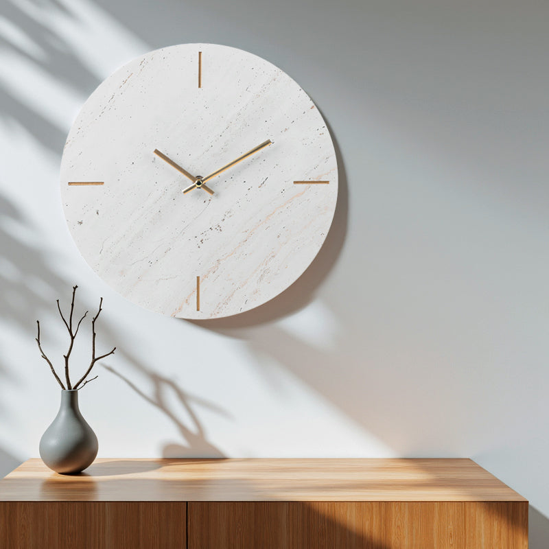 Reloj de pared Nairobi Luxury Japandi Modern Marble Look 30 cm - Blanco