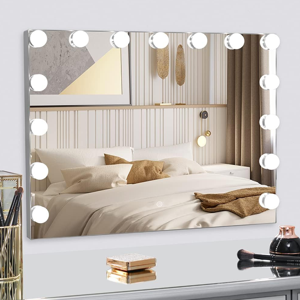 Hollywood Make-up Mirror with 15 LED Lamps 80x60 cm - White