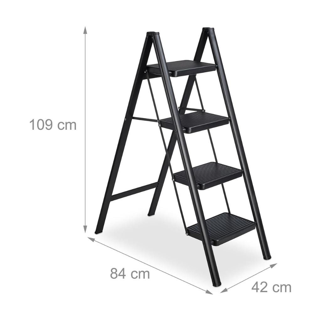 Opvouwbare keukentrapje 4 staps met anti-slip