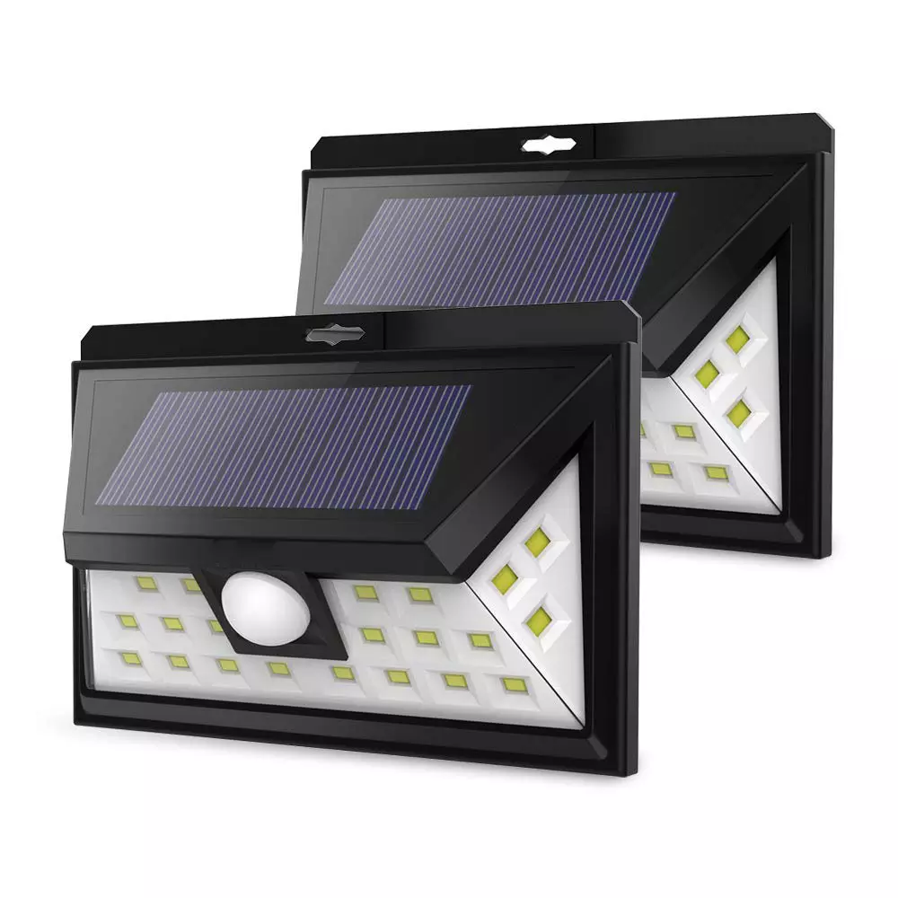 Sada solárních lamp SensaHome 2 x 24 LED s pohybovým senzorem a nočním senzorem - Venkovní osvětlení - Chytrá lampa - Solární osvětlení zahrady - IP65 Vodotěsné - Na zahradu/zeď/příjezdovou cestu