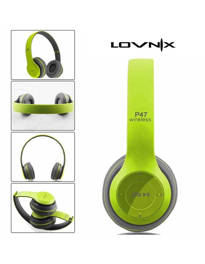 Lovnix P47 | Bluetooth hörlurar | Trådlöst headset | Trådlösa hörlurar | Grön