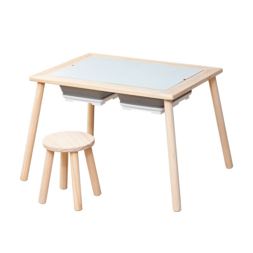 Children's table with chair and storage