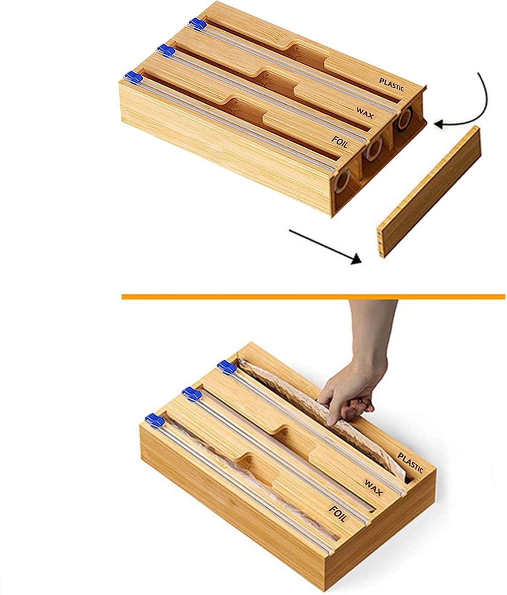 Bamboo foil dispenser 3 in 1 organizer