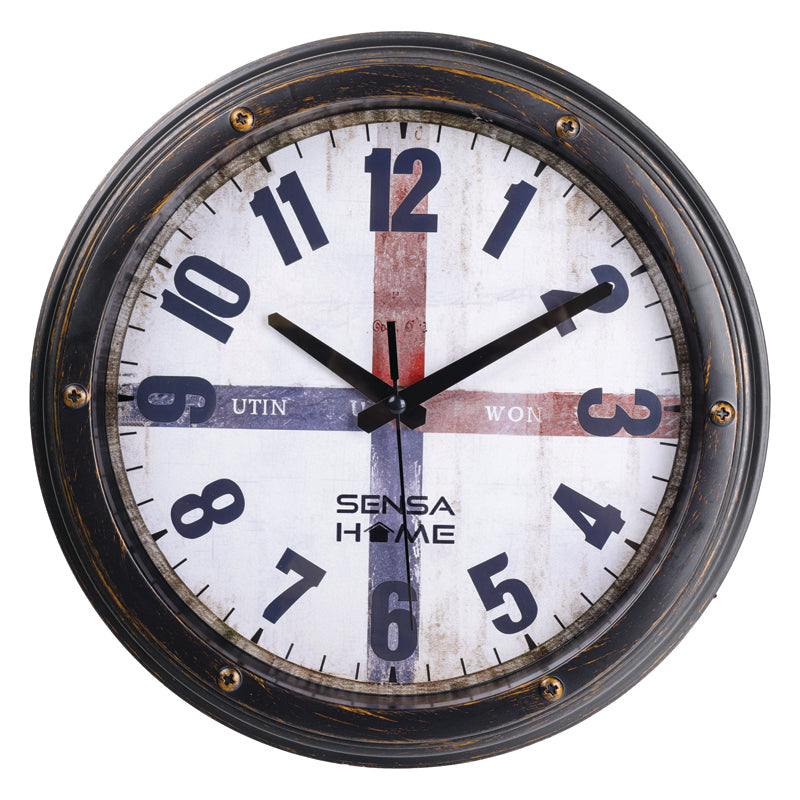 Sensahome Reloj de Pared Utin - Reloj de Pared Clásico con Movimiento Silencioso - Diseño Rural - 30cm
