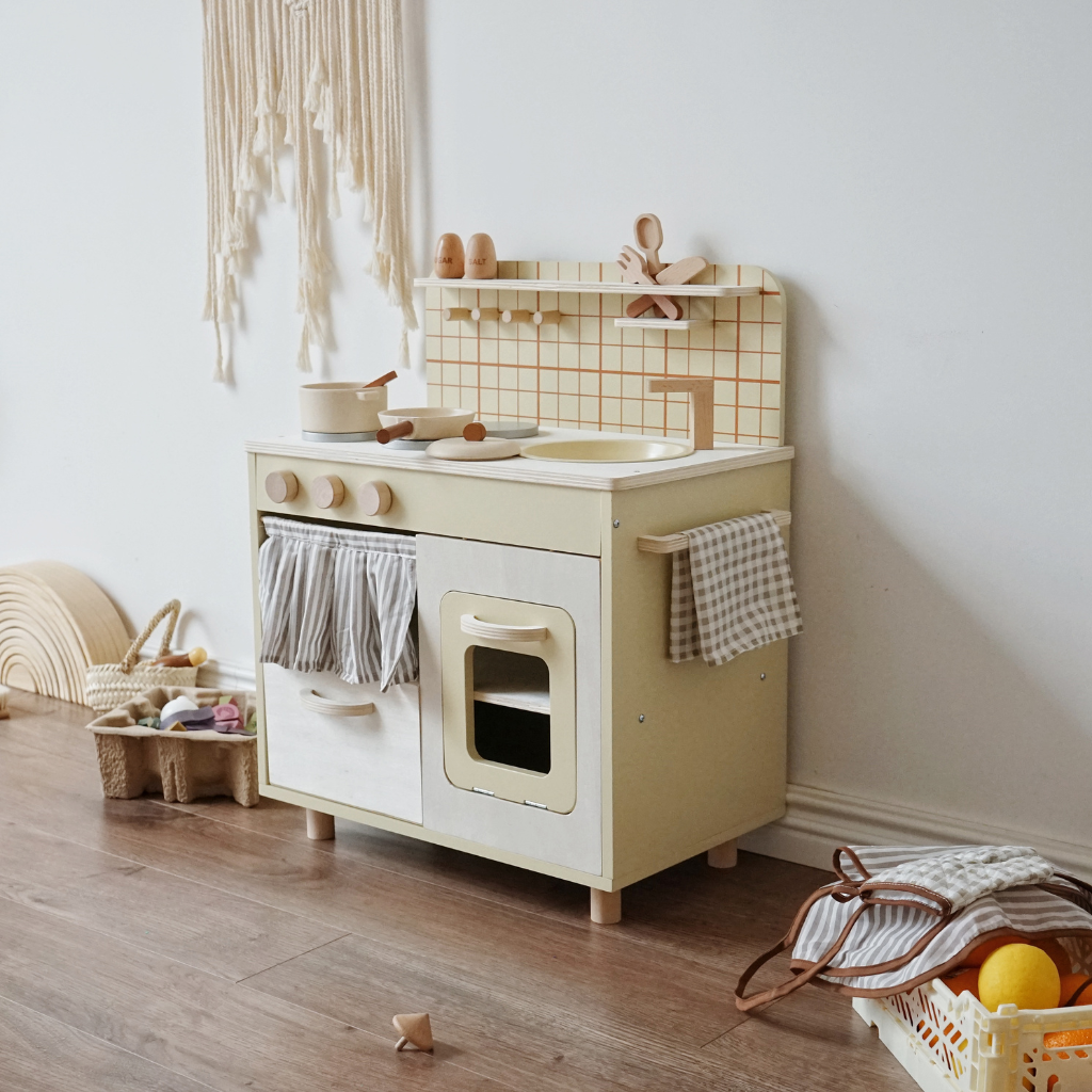 Wooden toy kitchen for children