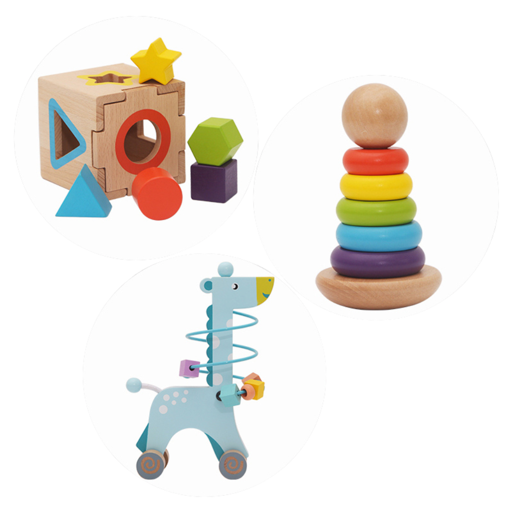 3-in-1 wooden Montessori toy set