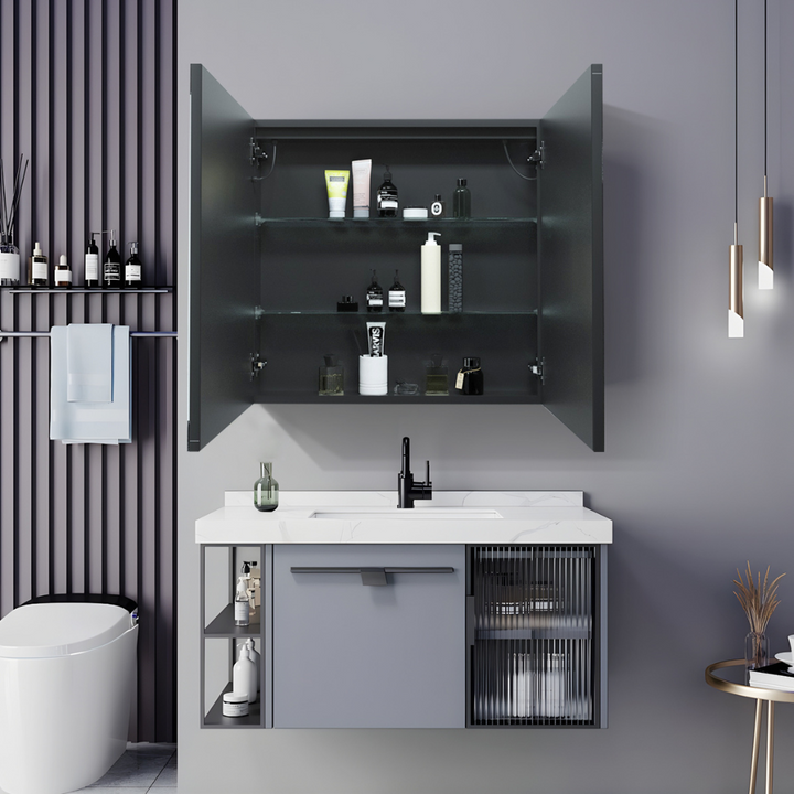 Mirror cabinet with LED lighting - 60x65cm