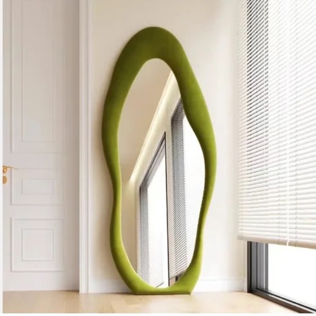 Upholstered Standing Mirror Shaped 160x60 cm - Green