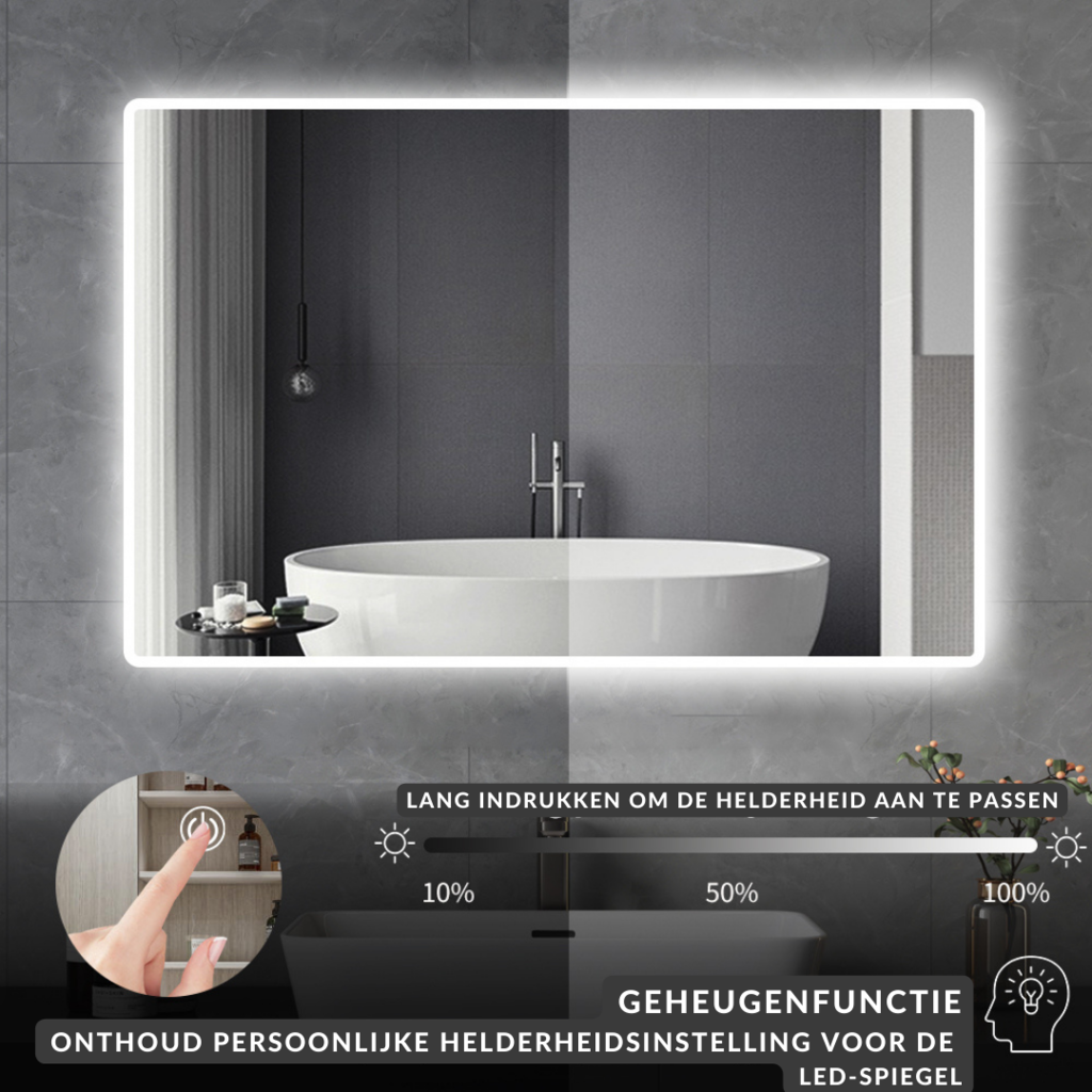 Koupelnové zrcadlo obdélníkového tvaru s osvětlením
