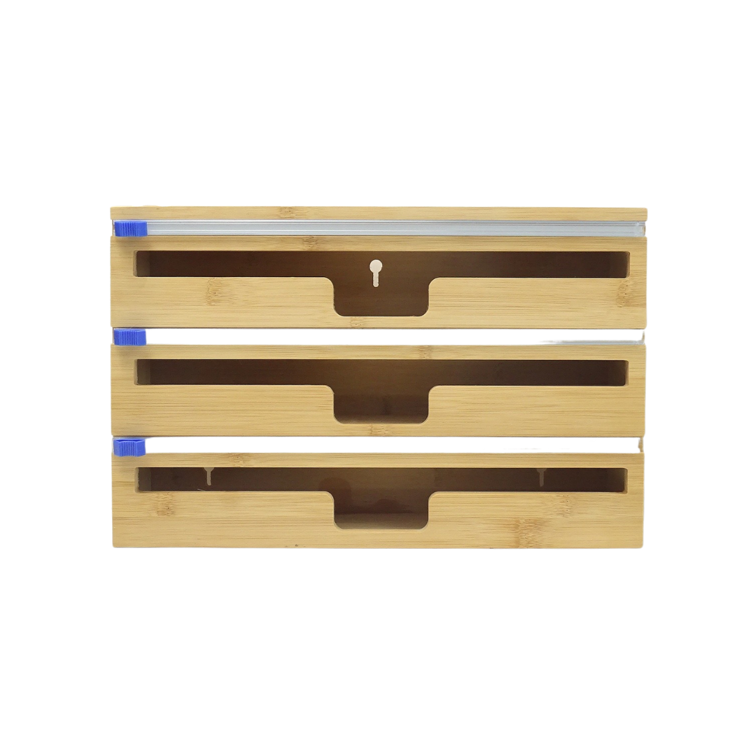 Bamboo foil dispenser 3 in 1 organizer