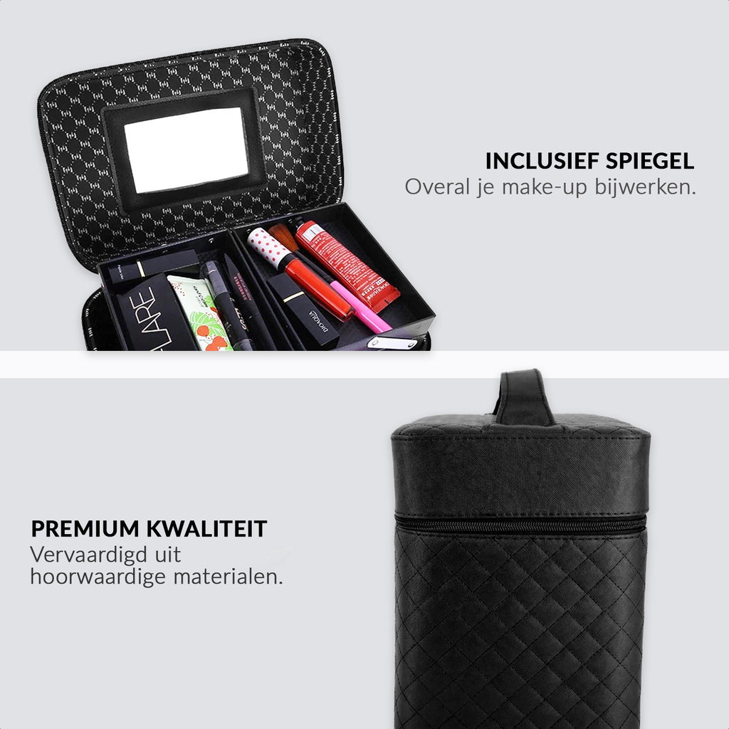 Foldable makeup case with lock and mirror