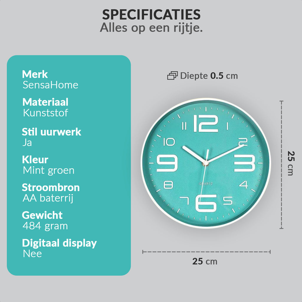 Wall clock Calmo in cyan Ø 25 cm