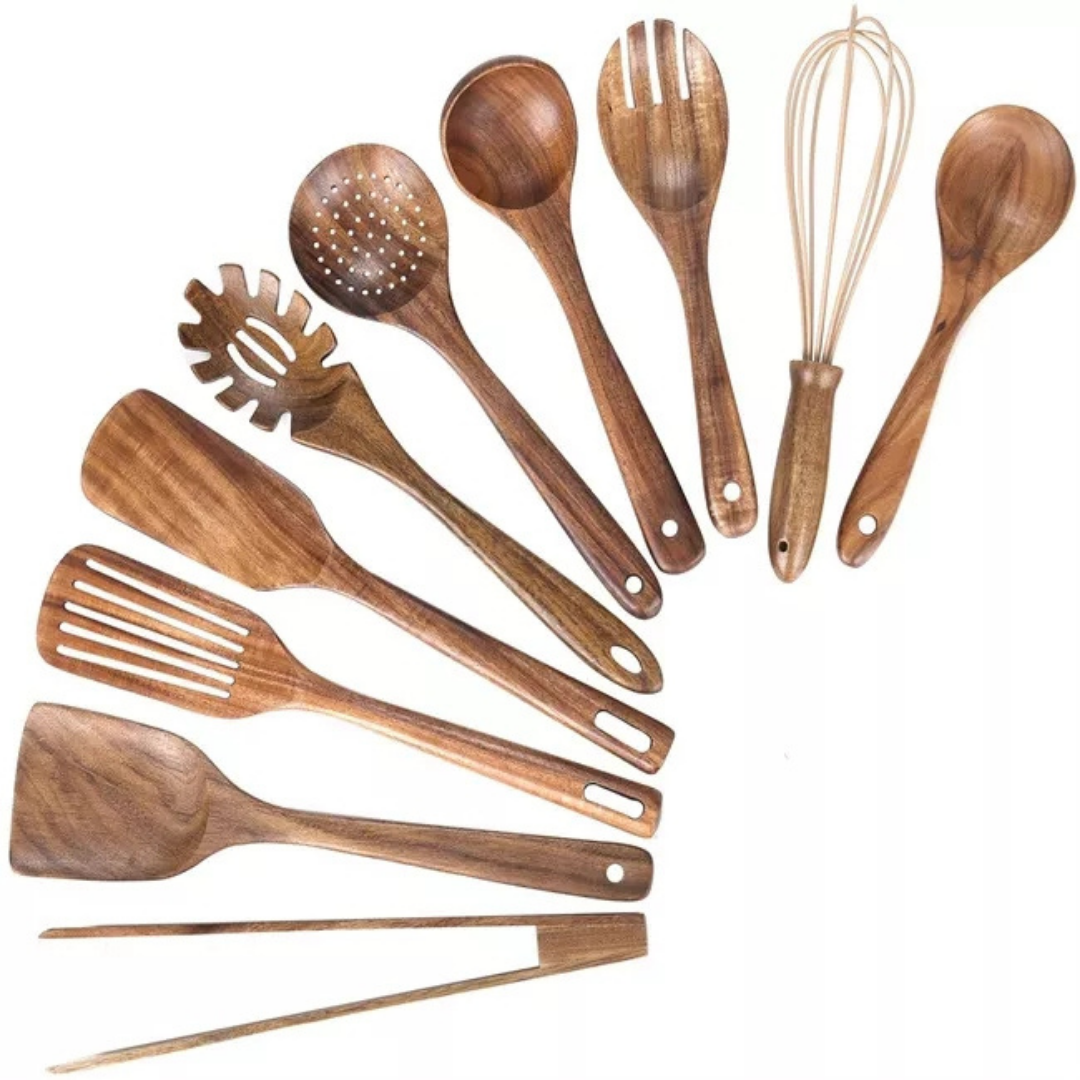 Luxury teak kitchen utensil set of 10