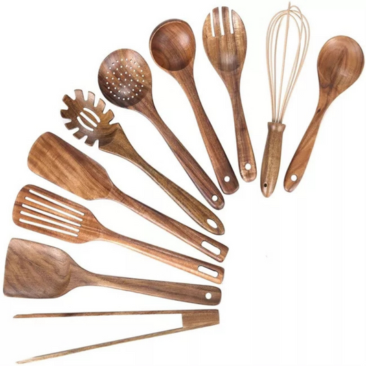 Luxury teak kitchen utensil set of 10