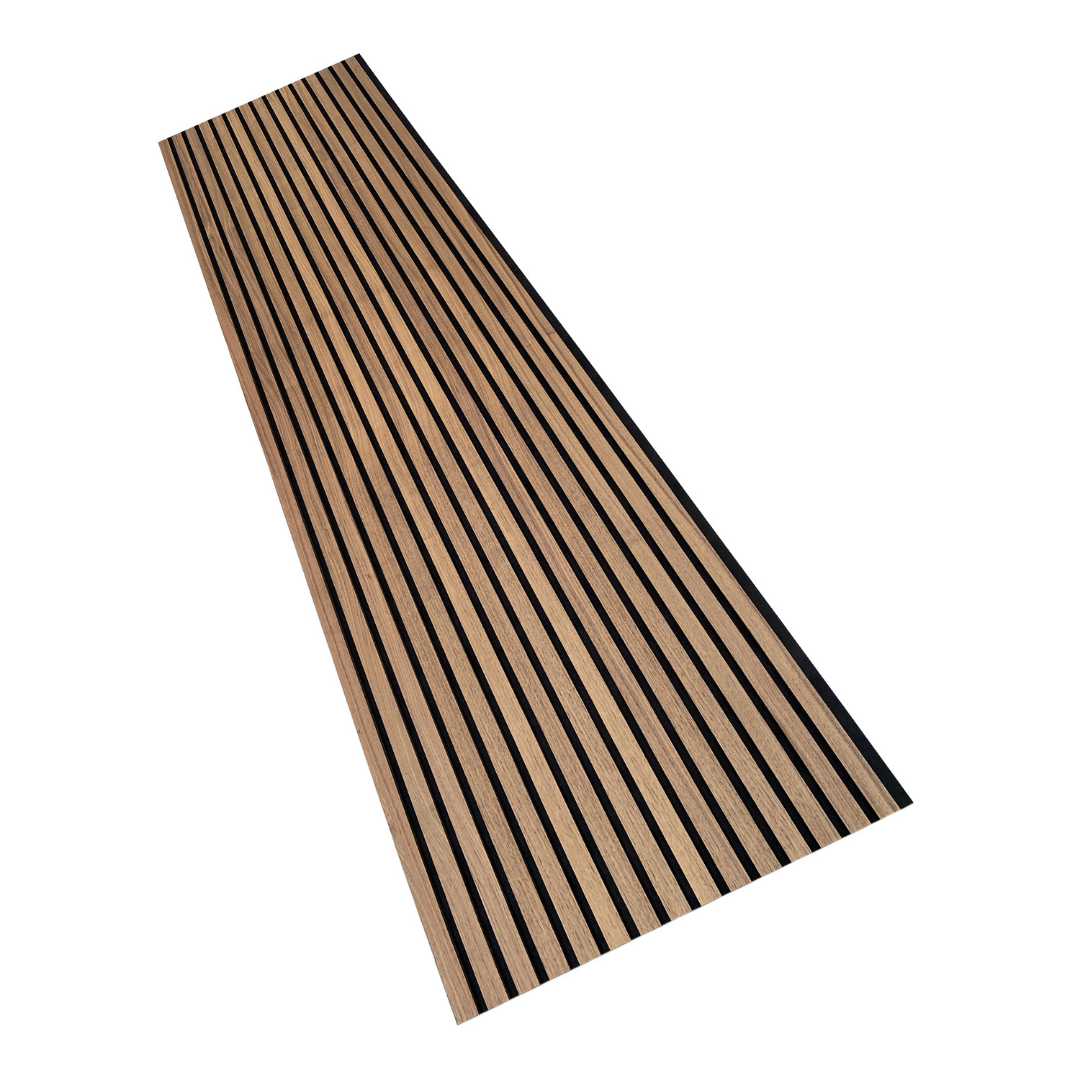 SensaHome Akupanels - Set med 3 - Högkvalitativa träpaneler - Akustiska väggpaneler - TRÄ Paneler - Tillverkade av äkta trä - Träfaner på svart filt - 260x60cm - Valnöt
