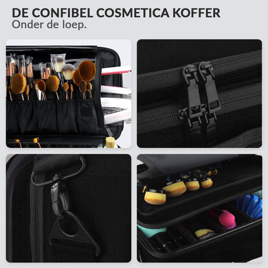 Large makeup case with adjustable compartments